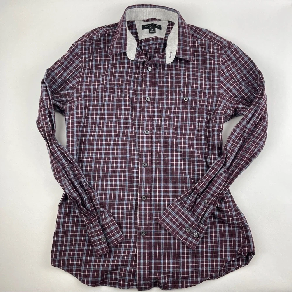 Banana Republic Button Up Shirt Mens Medium Slim Fit Red Plaid